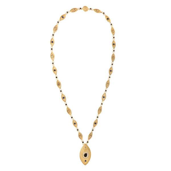 The Black marquise Onyx & Blue Sapphire Man Craft Necklace - Image 3